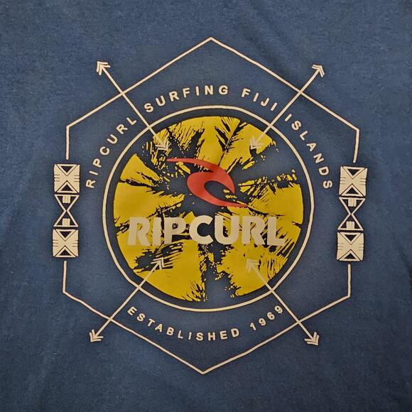 Rip Curl Tshirt XXL Blue Fiji Beach Surfing Skater Island Tropical Paradise - Picture 2 of 11